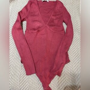 Abercrombie & Fitch Ribbed Pink Bodysuit